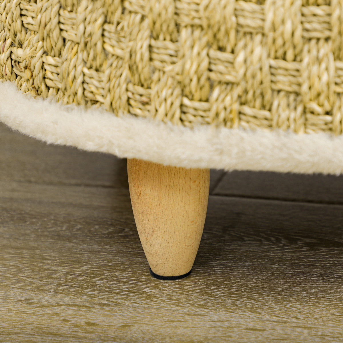 Haustierbett für Katzen und kleine Hunde aus Seegras mit waschbarem Kissen 48 × 48 × 24,5 cm Beige und Khaki Natur