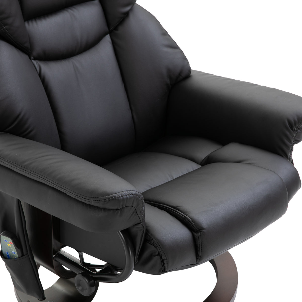Massagesessel mit Fußhocker & Liegefunktion – Kunstleder, Schwarz, 79 × 82 × 101 cm