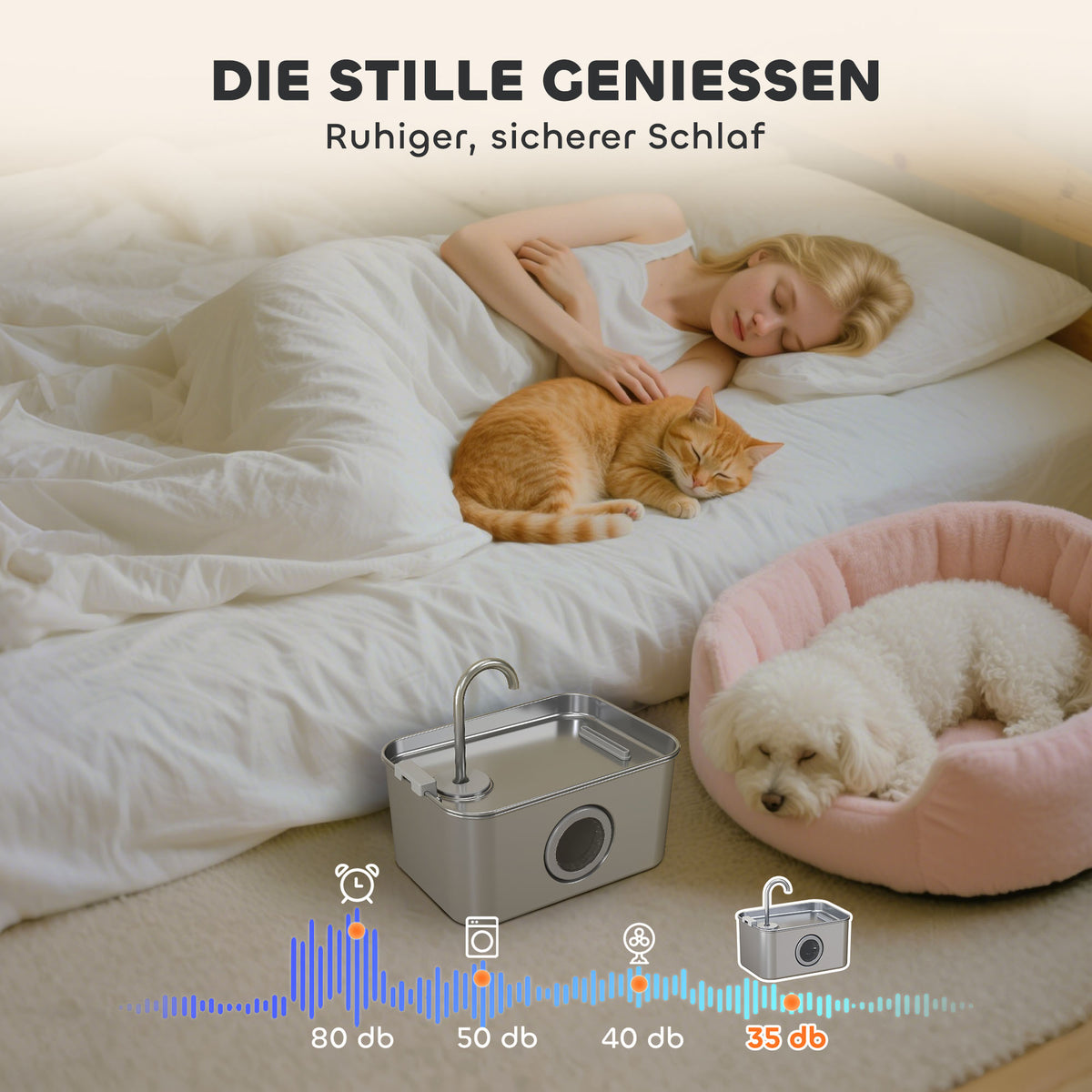 Katzenbrunnen 3,2 l aus Edelstahl mit leiser Pumpe und Aktivkohlefilter