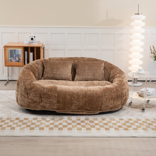 Sitzsacksofa aus Chenille, Relaxsessel mit hoher Rückenlehne, weich und komfortabel, kaffeebraun
