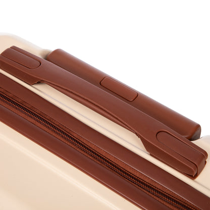 14- und 19-Zoll-ABS-Kofferset mit Zahlenschloss und Kosmetiktasche, Beige