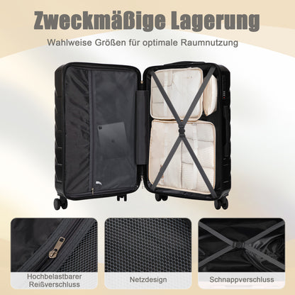 4-teiliges ABS-Kofferset 14/19/24/28 Zoll – Schwarz
