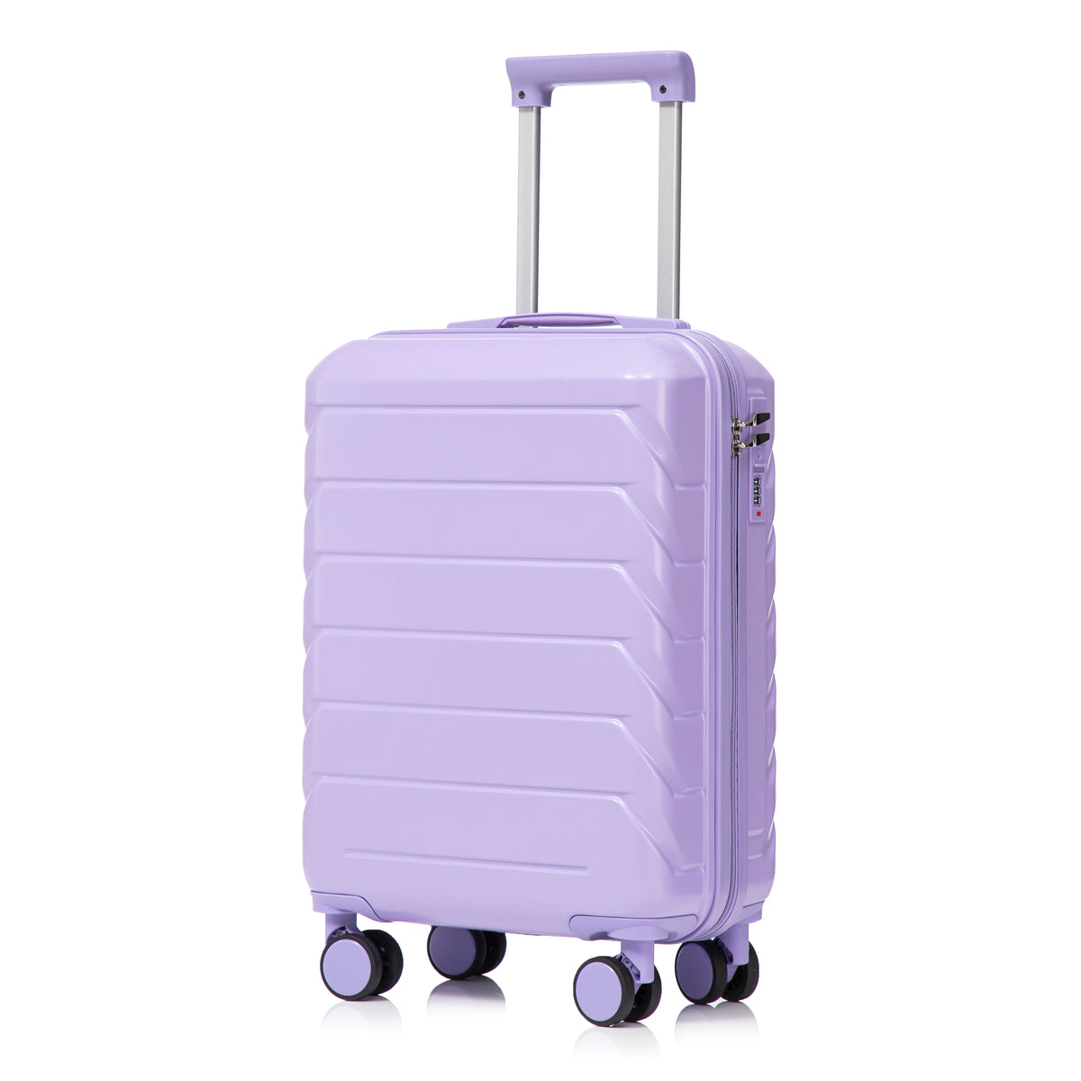 2-teiliges ABS-Kofferset 14 und 19 Zoll mit Zahlenschloss und 14-Zoll-Kosmetiktasche, Blau/Lila