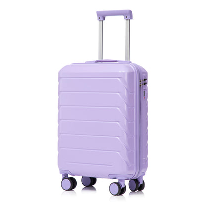 2-teiliges ABS-Kofferset 14 und 19 Zoll mit Zahlenschloss und 14-Zoll-Kosmetiktasche, Blau/Lila