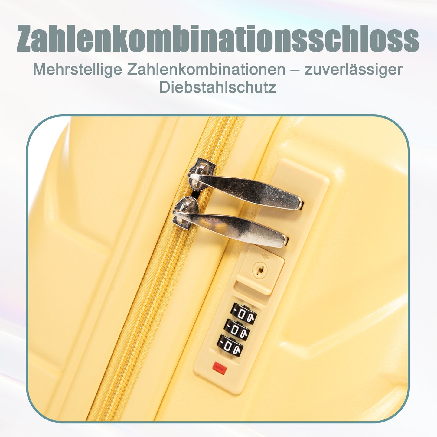 14/19 Zoll 2-teiliges ABS-Kofferset mit Zahlenschloss und 14-Zoll-Kosmetiktasche, Gelb