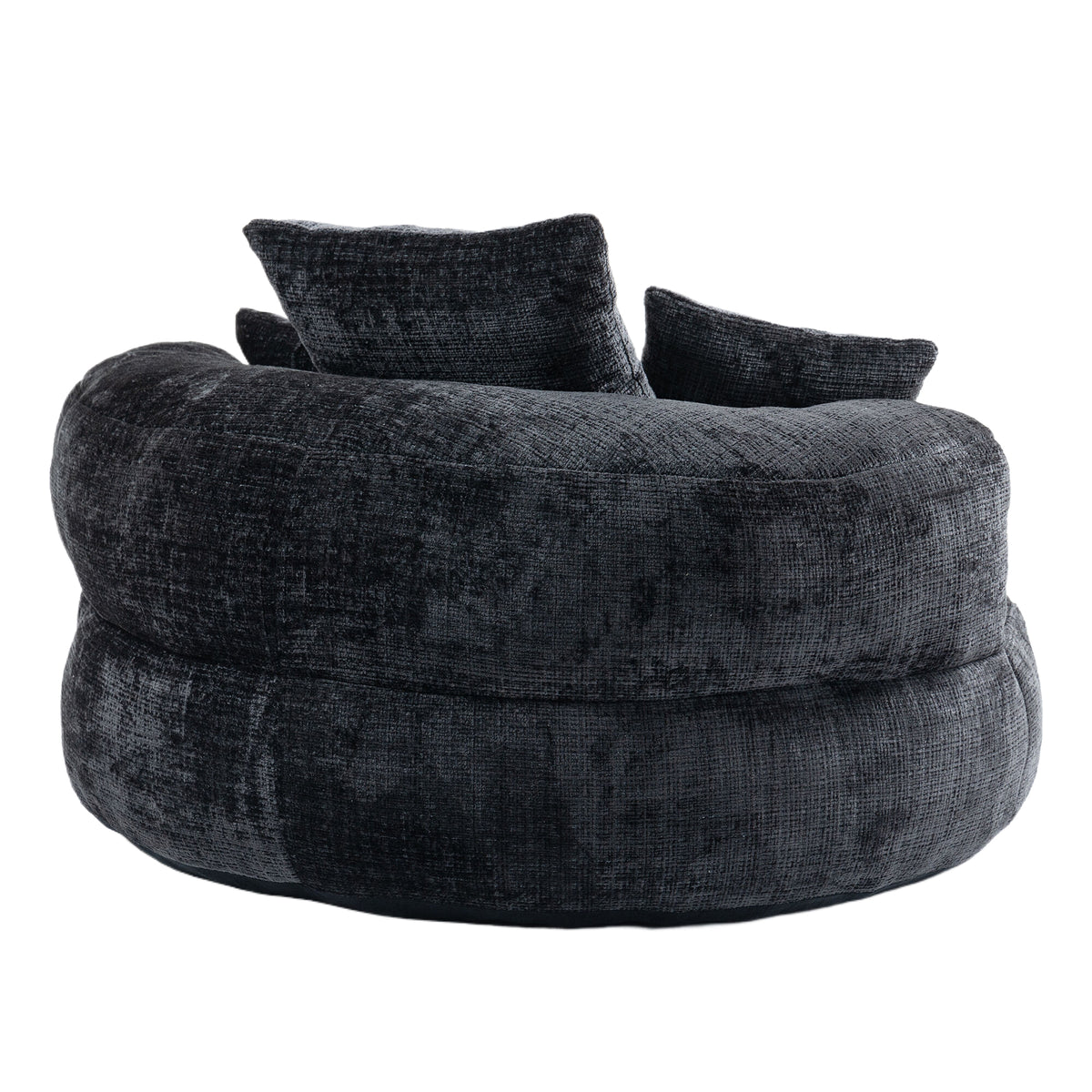 Lazy Sofa – Komfort-Lounger mit hoher Rückenlehne, Bean-Bag-Sessel mit drei Kissen für Erwachsene und Kinder, In- & Outdoor, Gaming-Sessel für Schlafzimmer und Büro (Schwarz, Chenille)