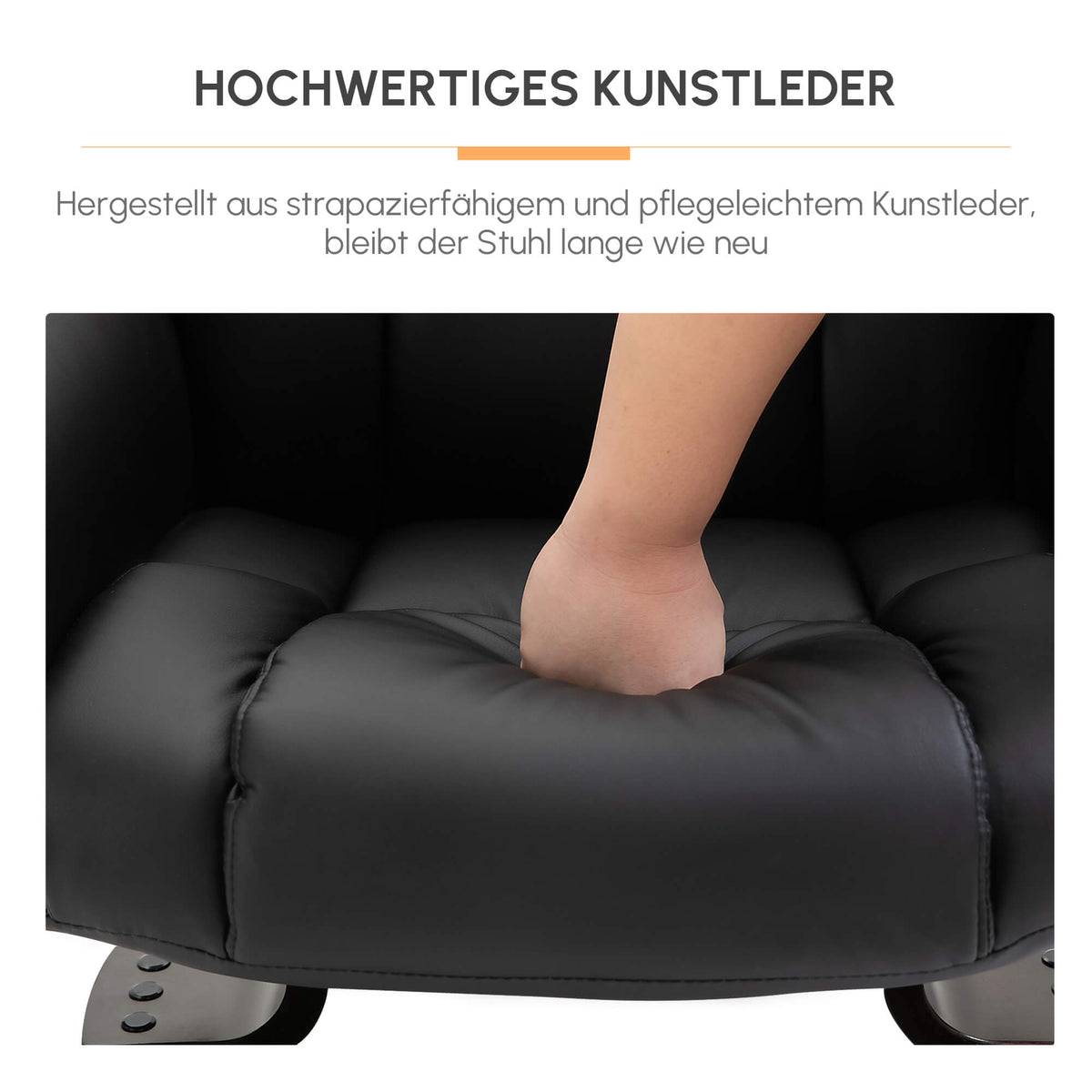 Massagesessel mit Fußhocker & Liegefunktion – Kunstleder, Schwarz, 79 × 82 × 101 cm