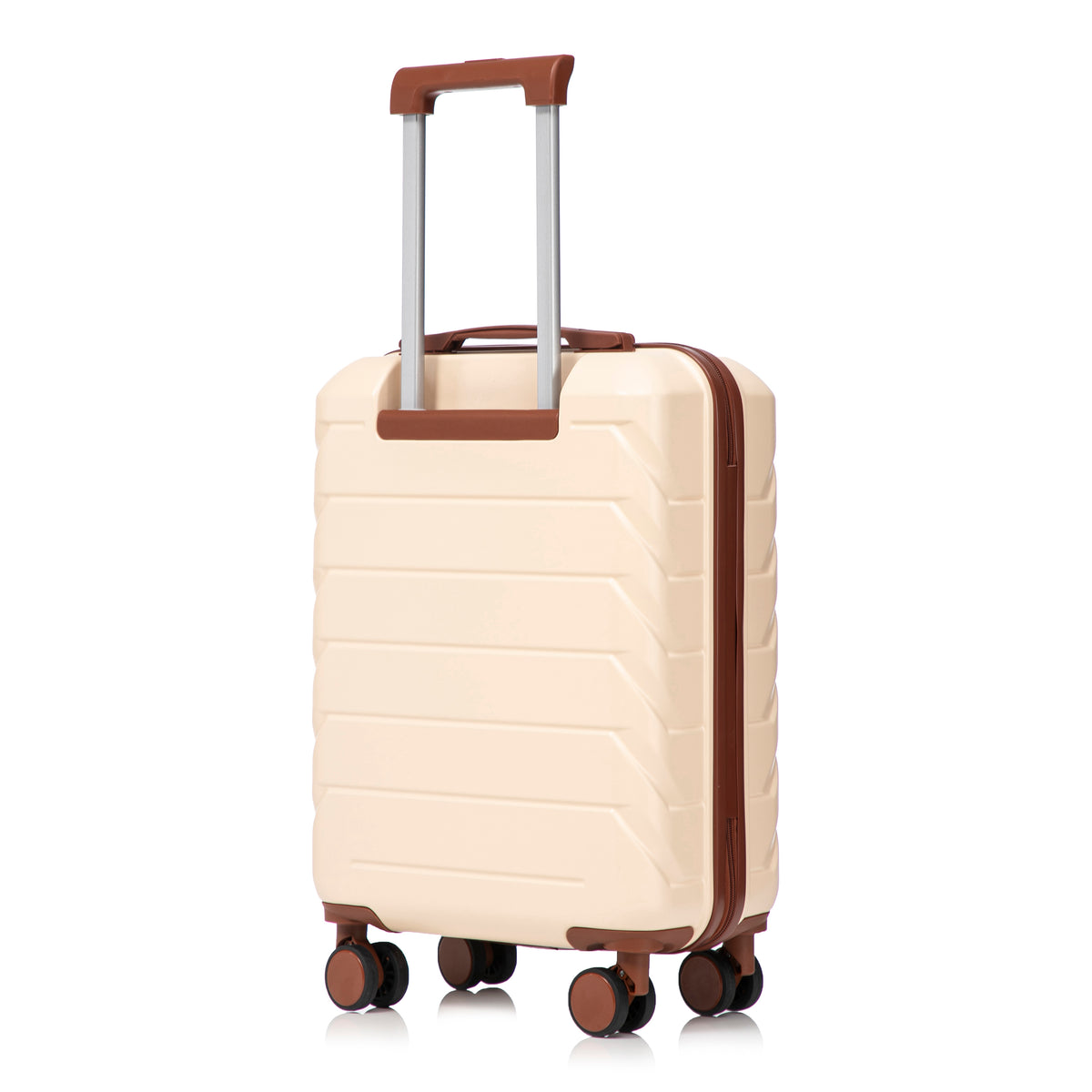 14- und 19-Zoll-ABS-Kofferset mit Zahlenschloss und Kosmetiktasche, Beige
