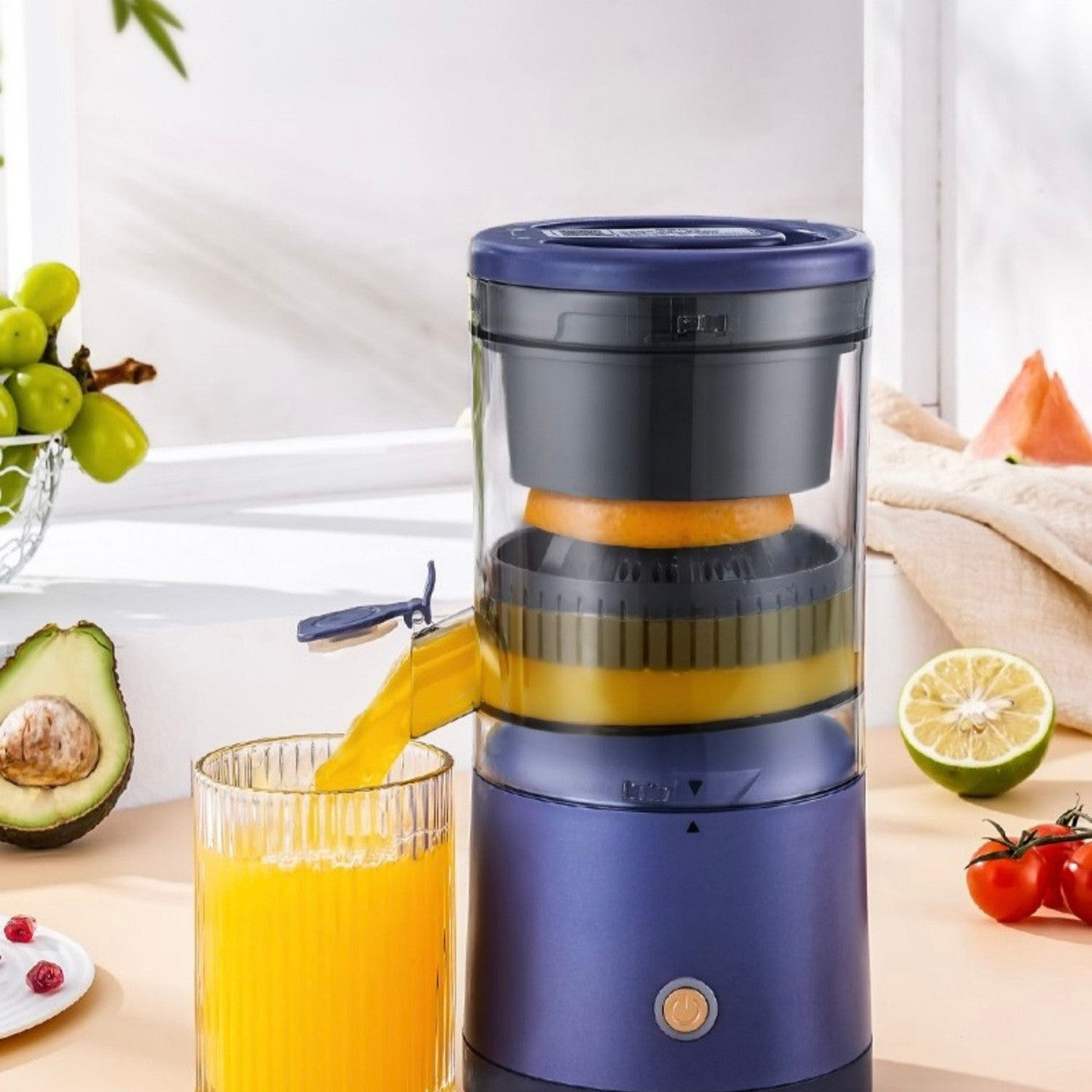 Tragbarer USB-Entsafter & Mini-Mixer – 150 W | Wiederaufladbar | Spiralstab-Messer | Blau