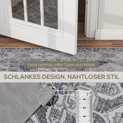 Waschbarer rutschfester Wohnzimmerteppich aus Flanell, 230 × 160 cm, Grau