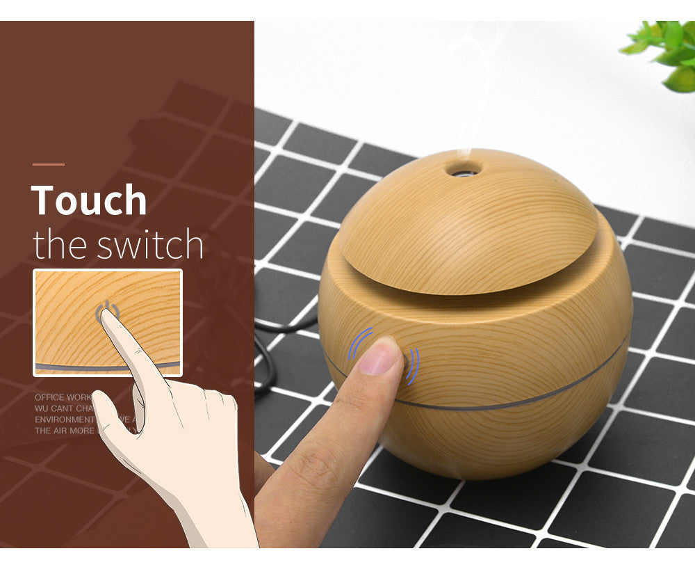 Aroma Diffuser Mini Luftbefeuchter – USB, leise, Holzmaserung-Design