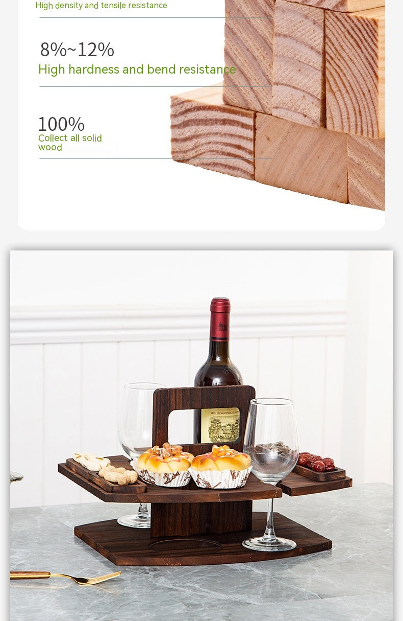 Weinregal aus Holz – Tragbares Weinregal mit abnehmbarem Weinglashalter