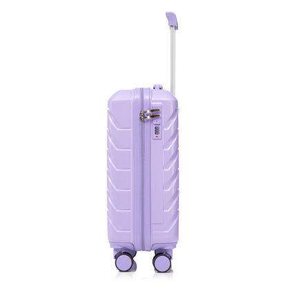 2-teiliges ABS-Kofferset 14 und 19 Zoll mit Zahlenschloss und 14-Zoll-Kosmetiktasche, Blau/Lila