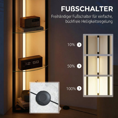 LED-Stehlampe mit Glasregalen und 3 Helligkeitsstufen, Schwarz