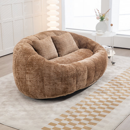Sitzsacksofa aus Chenille, Relaxsessel mit hoher Rückenlehne, weich und komfortabel, kaffeebraun