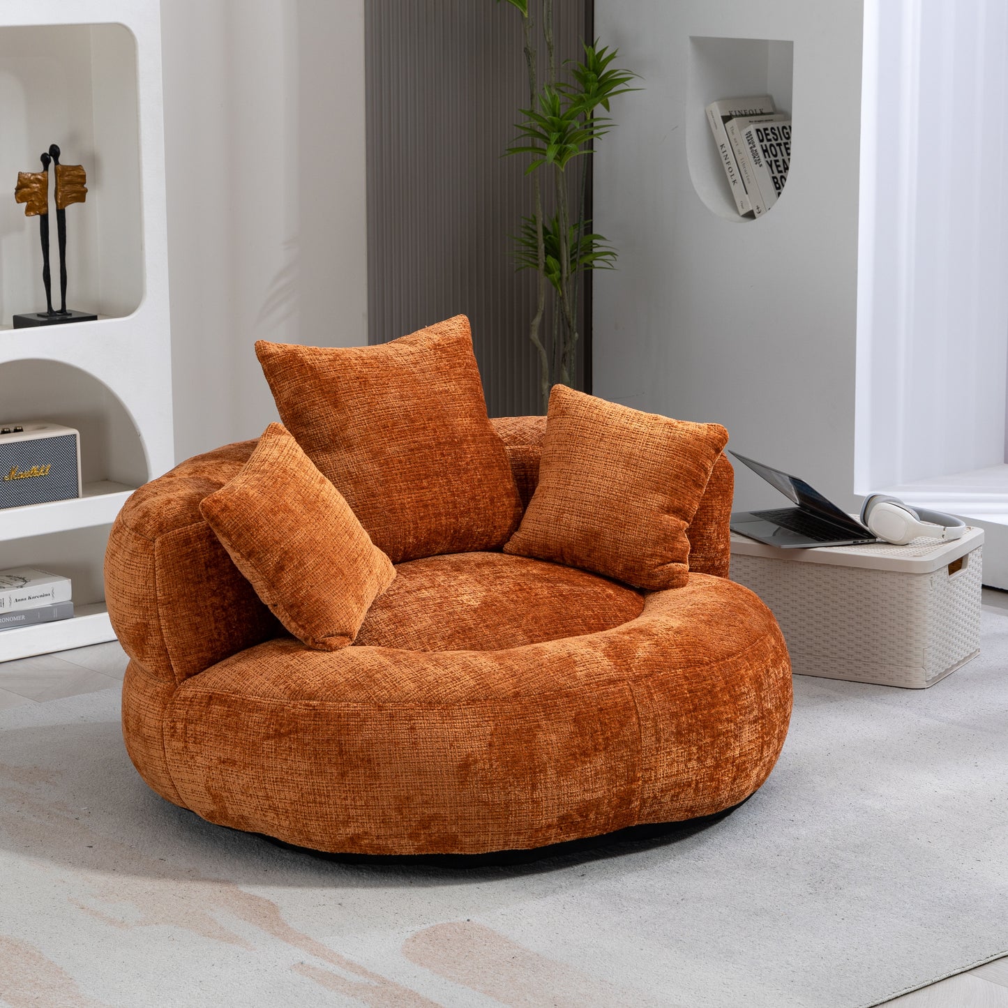 Sitzsack-Sessel mit hoher Rückenlehne – Lazy Sofa Chenille | Für Drinnen & Draußen | Orange