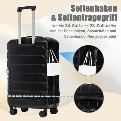 4-teiliges ABS-Kofferset 14/19/24/28 Zoll – Schwarz