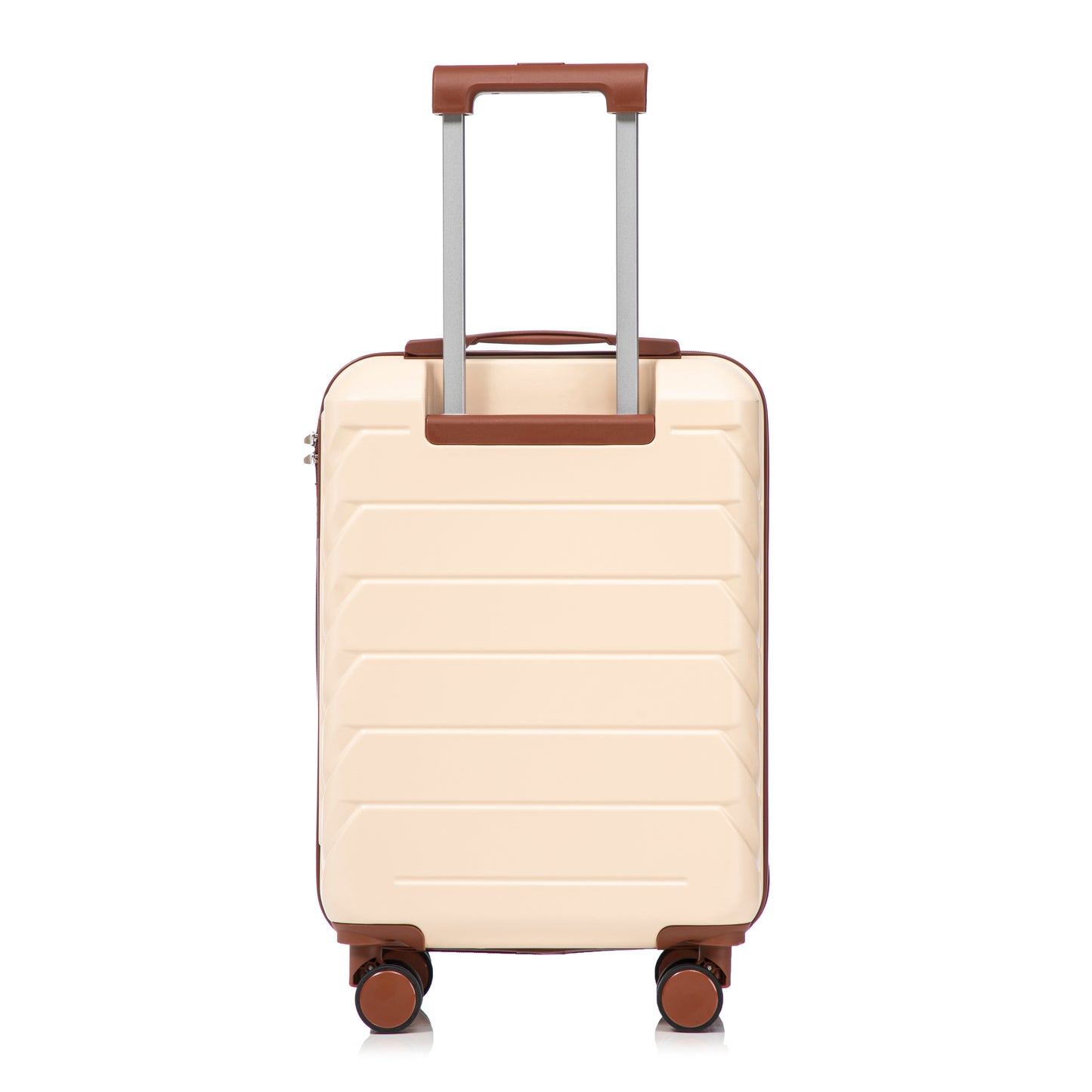14- und 19-Zoll-ABS-Kofferset mit Zahlenschloss und Kosmetiktasche, Beige
