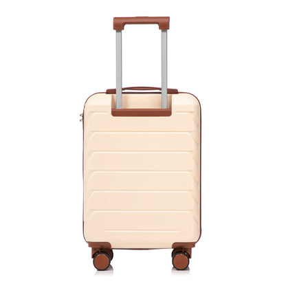 14- und 19-Zoll-ABS-Kofferset mit Zahlenschloss und Kosmetiktasche, Beige