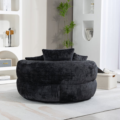 Lazy Sofa – Komfort-Lounger mit hoher Rückenlehne, Bean-Bag-Sessel mit drei Kissen für Erwachsene und Kinder, In- & Outdoor, Gaming-Sessel für Schlafzimmer und Büro (Schwarz, Chenille)