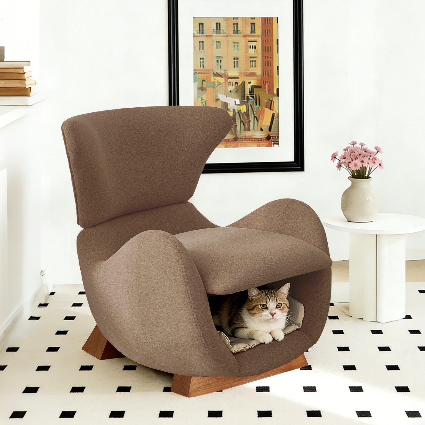 Designer-Loungesessel in Walhai-Optik mit Haustierhöhle, Braun