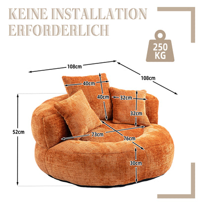Sitzsack-Sessel mit hoher Rückenlehne – Lazy Sofa Chenille | Für Drinnen & Draußen | Orange