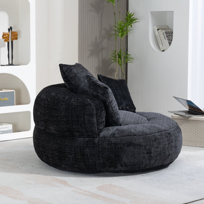 Lazy Sofa – Komfort-Lounger mit hoher Rückenlehne, Bean-Bag-Sessel mit drei Kissen für Erwachsene und Kinder, In- & Outdoor, Gaming-Sessel für Schlafzimmer und Büro (Schwarz, Chenille)