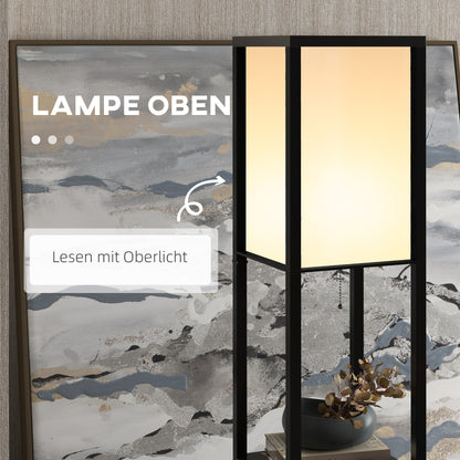 Stehlampe mit Regalen – Stehleuchte aus Holz, 26 x 26 x 160 cm, für Wohn- und Schlafzimmer (ohne Glühbirne)
