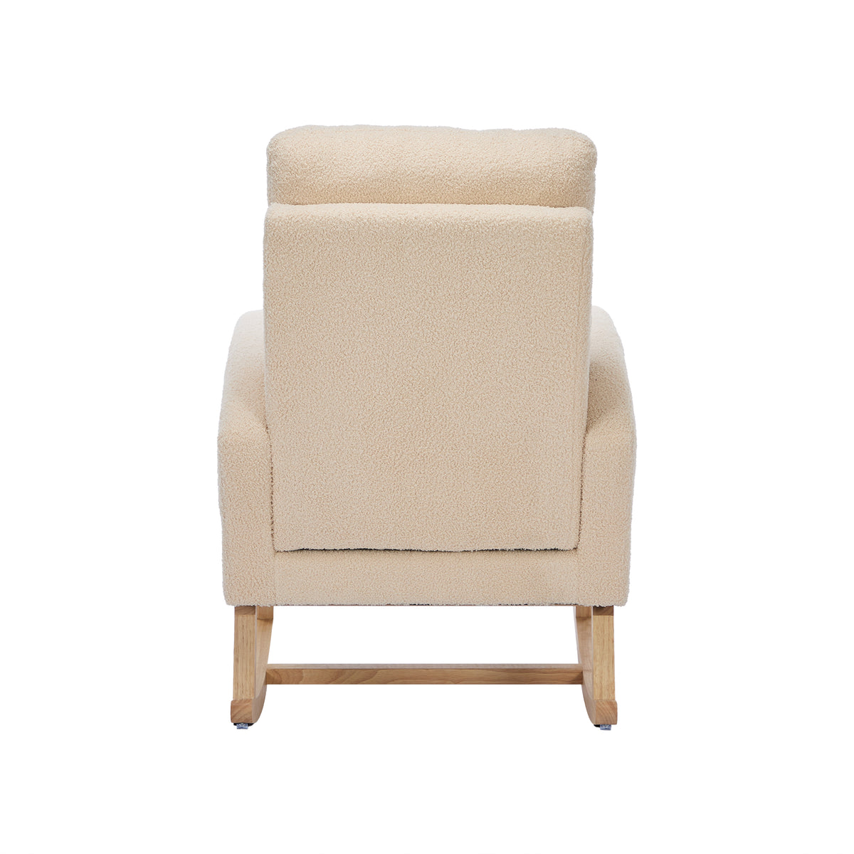 Teddy-Velvet Schaukelstuhl – Beiger Sessel mit Massivholzrahmen, versteckter Fußstütze & hoher Schaumstoffpolsterung, ideal für Wohnzimmer, Schlafzimmer & Kinderzimmer