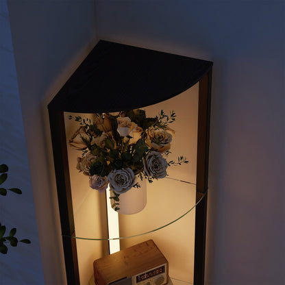 LED-Stehlampe mit Glasregalen und 3 Helligkeitsstufen, Schwarz