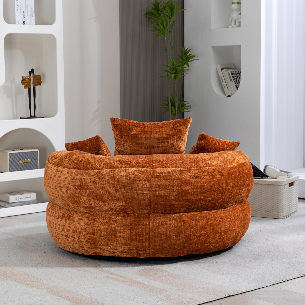 Sitzsack-Sessel mit hoher Rückenlehne – Lazy Sofa Chenille | Für Drinnen & Draußen | Orange