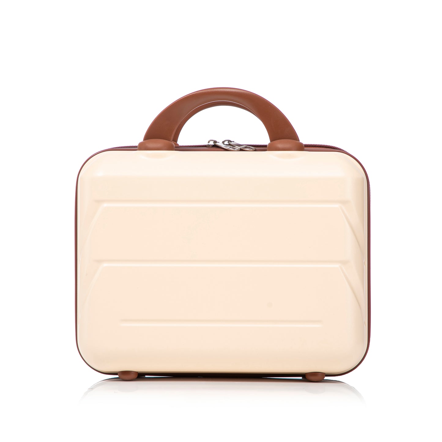 14- und 19-Zoll-ABS-Kofferset mit Zahlenschloss und Kosmetiktasche, Beige