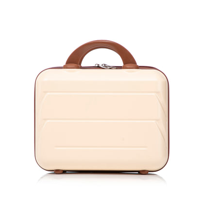14- und 19-Zoll-ABS-Kofferset mit Zahlenschloss und Kosmetiktasche, Beige
