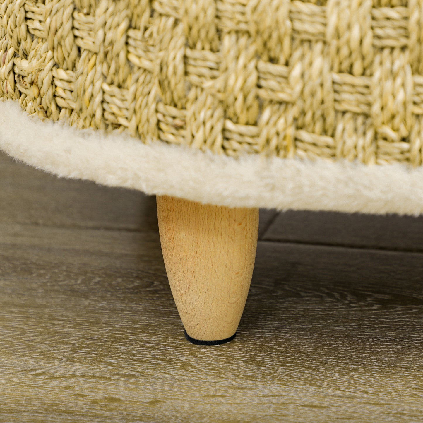 Haustierbett für Katzen und kleine Hunde aus Seegras mit waschbarem Kissen 48 × 48 × 24,5 cm Beige und Khaki Natur