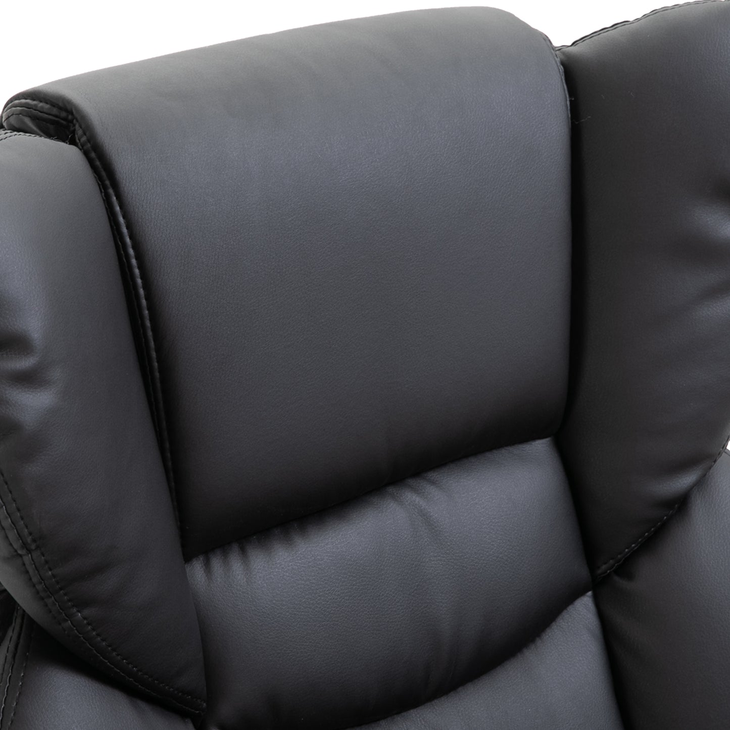 Massagesessel mit Fußhocker & Liegefunktion – Kunstleder, Schwarz, 79 × 82 × 101 cm