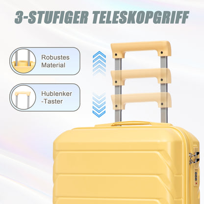 14/19 Zoll 2-teiliges ABS-Kofferset mit Zahlenschloss und 14-Zoll-Kosmetiktasche, Gelb