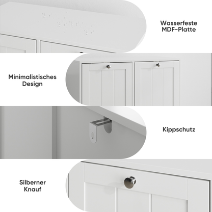 Wäscheschrank mit herausnehmbaren Wäschekörben und kippbarer Front in Weiß
