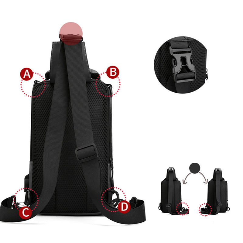 Multifunktionaler Herren-Rucksack – Umhänge- & Brusttasche