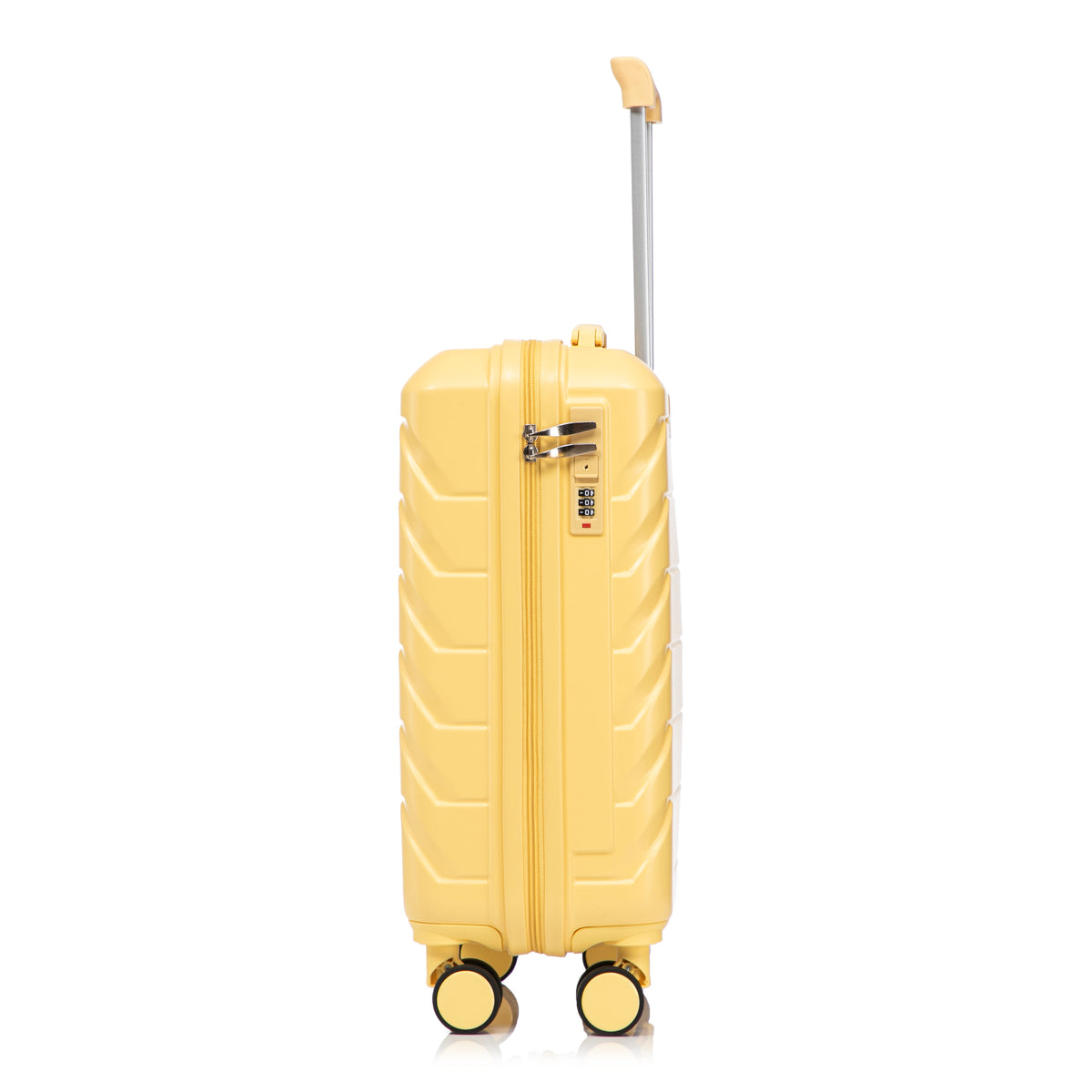14/19 Zoll 2-teiliges ABS-Kofferset mit Zahlenschloss und 14-Zoll-Kosmetiktasche, Gelb