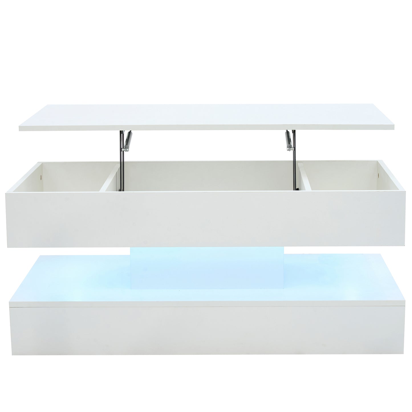 Moderner Couchtisch mit LED-Beleuchtung und verborgenem Stauraum – Beistelltisch mit hydraulischem Hub, 100 × 50 × 42 cm, 50 kg Traglast