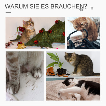 Mehrstufiger Rattan-Kratzbaum mit Katzenhöhle | E1-MDF, Sisal, Plüsch | Beige+Braun | 55 × 55 × 174 cm