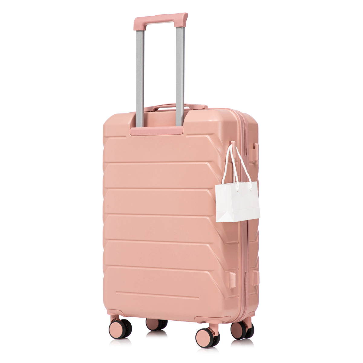 4-teiliges ABS-Spinner-Kofferset 14/19/24/28 Zoll in Rosa – Zahlenschloss, Seitengriffe und Kosmetikkoffer