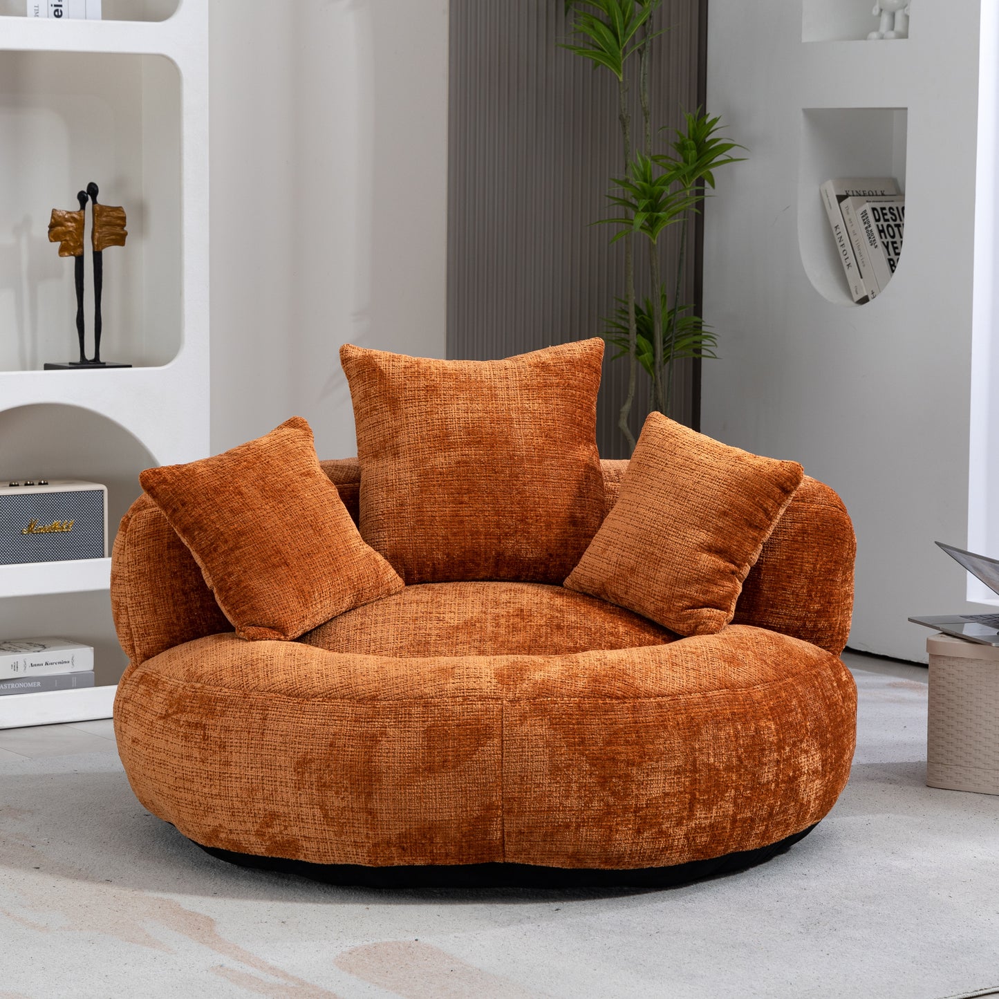 Sitzsack-Sessel mit hoher Rückenlehne – Lazy Sofa Chenille | Für Drinnen & Draußen | Orange