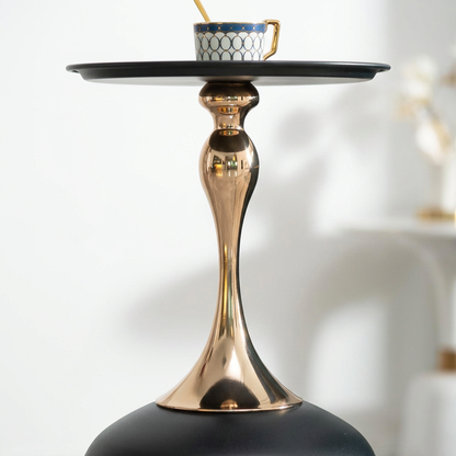 Runder Beistelltisch 38 cm in Schwarz-Gold mit Metallbasis