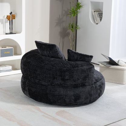 Lazy Sofa – Komfort-Lounger mit hoher Rückenlehne, Bean-Bag-Sessel mit drei Kissen für Erwachsene und Kinder, In- & Outdoor, Gaming-Sessel für Schlafzimmer und Büro (Schwarz, Chenille)