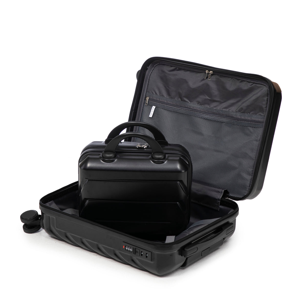 2-teiliges ABS-Kofferset 14 Zoll und 19 Zoll mit Zahlenschloss und Kosmetiktasche