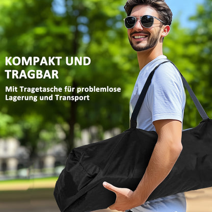 2er-Set Klapp-Campingstühle mit Armlehnen, Getränkehalter, Kopfstütze und Kühltasche in Schwarz
