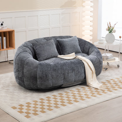 Sitzsack-Sofa aus Chenille in Grau – gemütlicher Loungesessel für Erwachsene und Kinder