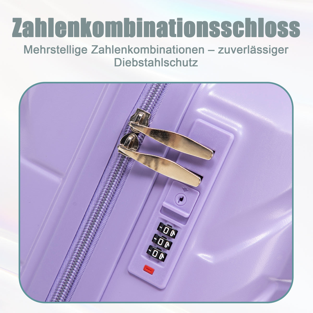 2-teiliges ABS-Kofferset 14 und 19 Zoll mit Zahlenschloss und 14-Zoll-Kosmetiktasche, Blau/Lila