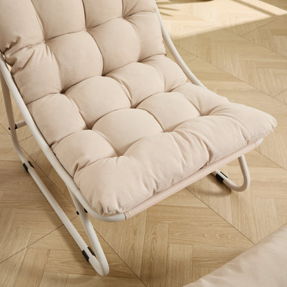 Loungesessel mit Hocker – Bequemer Relaxsessel mit Kissen und Fußhocker, Beige